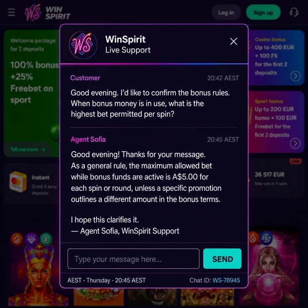 WinSpirit live chat support