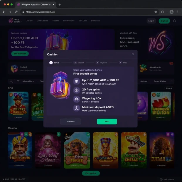 WinSpirit casino bonus